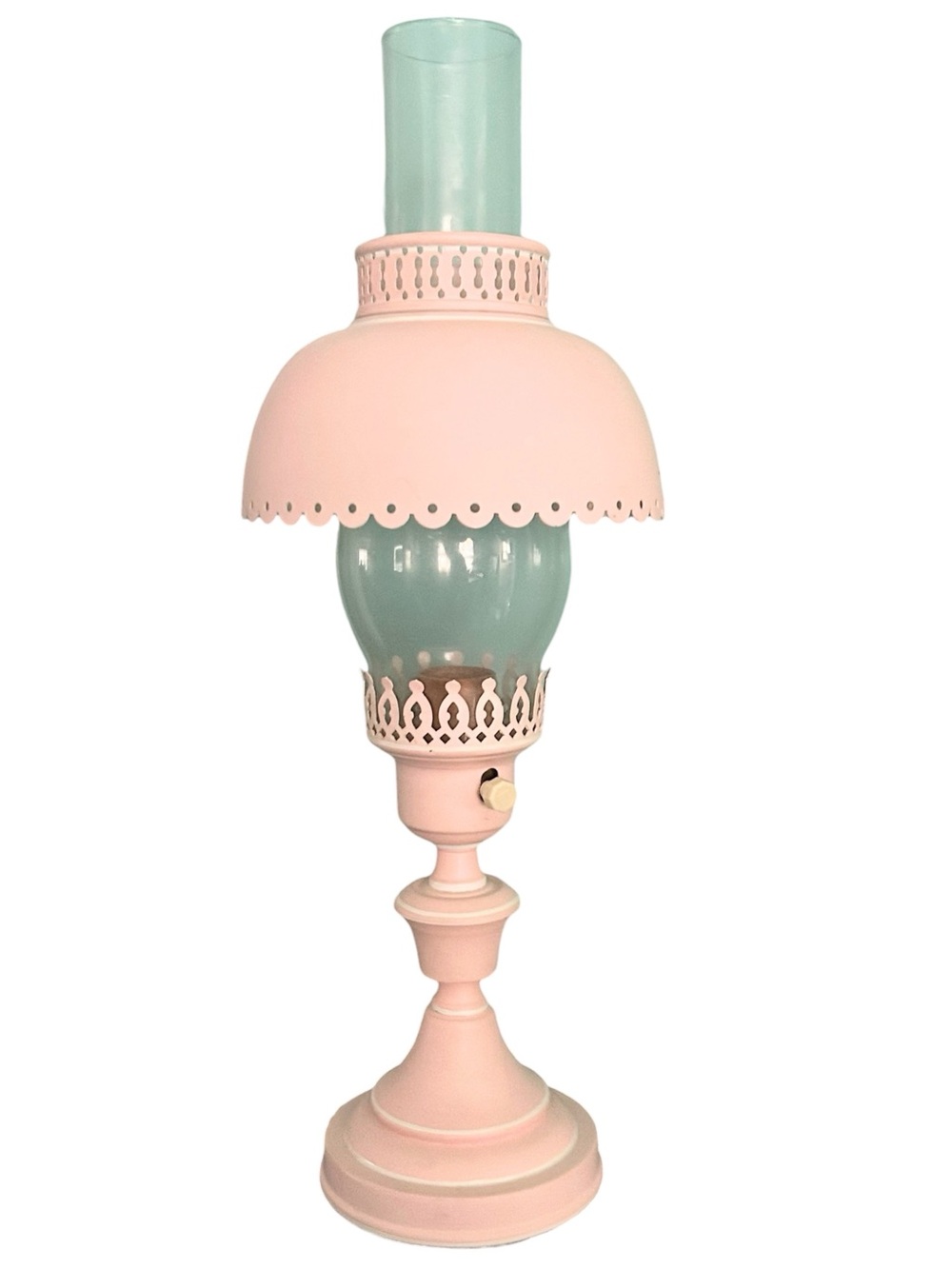 Vintage Hurricane Table Desk Bedroom Lamp Pink 17.25” - Picture 2 of 11